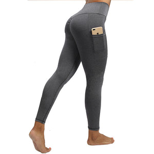 Solid Fitness Push Up Women Workout Leggings High Waist with Pockets