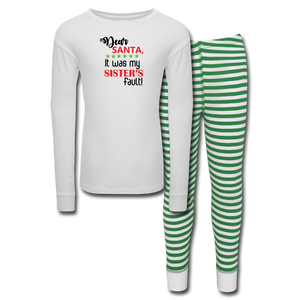 Kids’ Pajama Set For Boys - white/green stripe