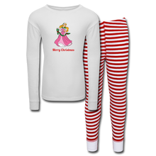 Load image into Gallery viewer, Girls&#39; Holiday Pajama Set - white/red stripe