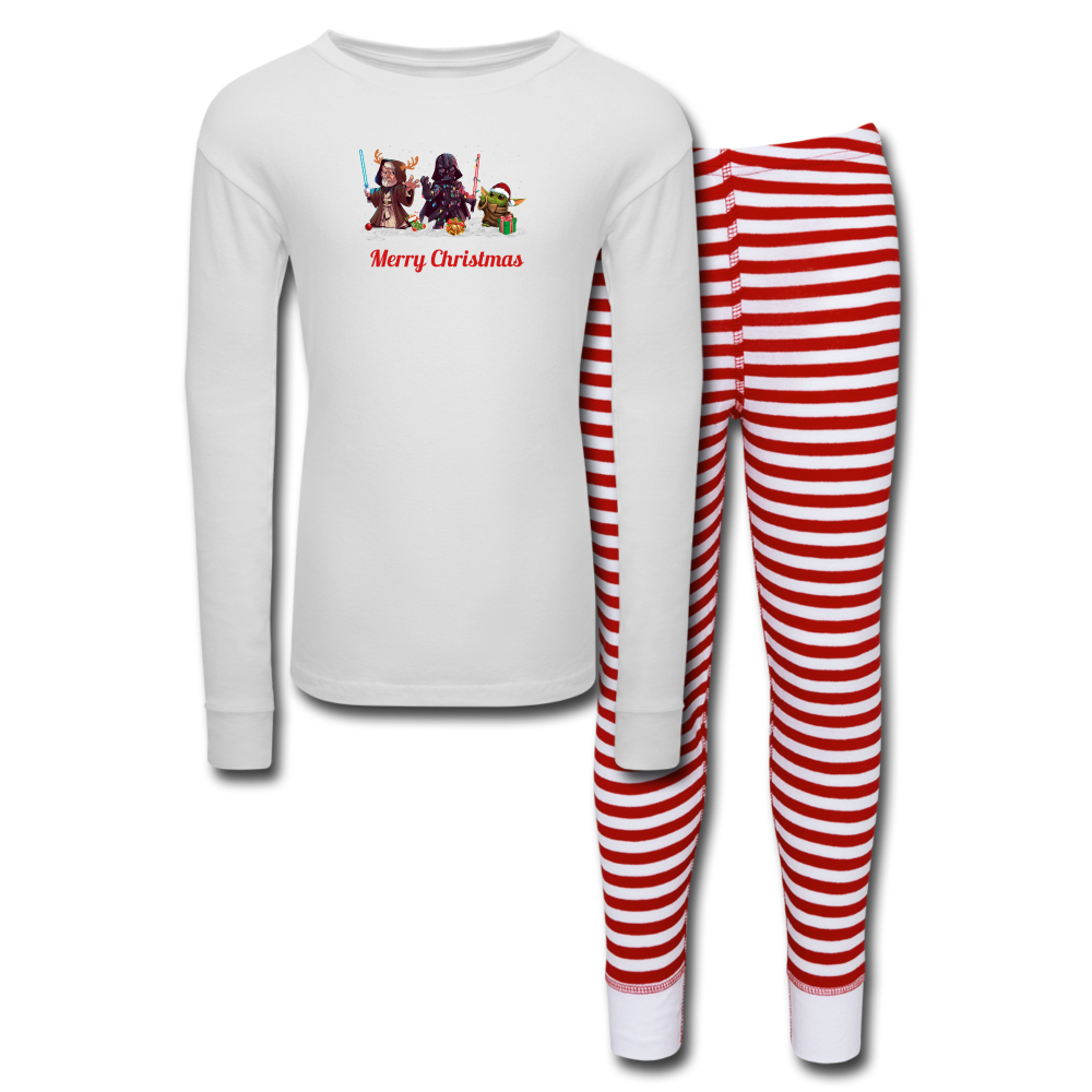 Kids’ Holiday Pajama Set - white/red stripe