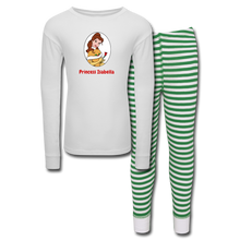 Load image into Gallery viewer, Holiday Kids’ Pajama Set - white/green stripe