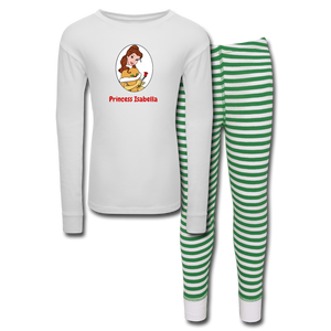 Holiday Kids’ Pajama Set - white/green stripe