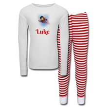 Load image into Gallery viewer, Holiday Kids’ Pajama Set Superman - white/red stripe