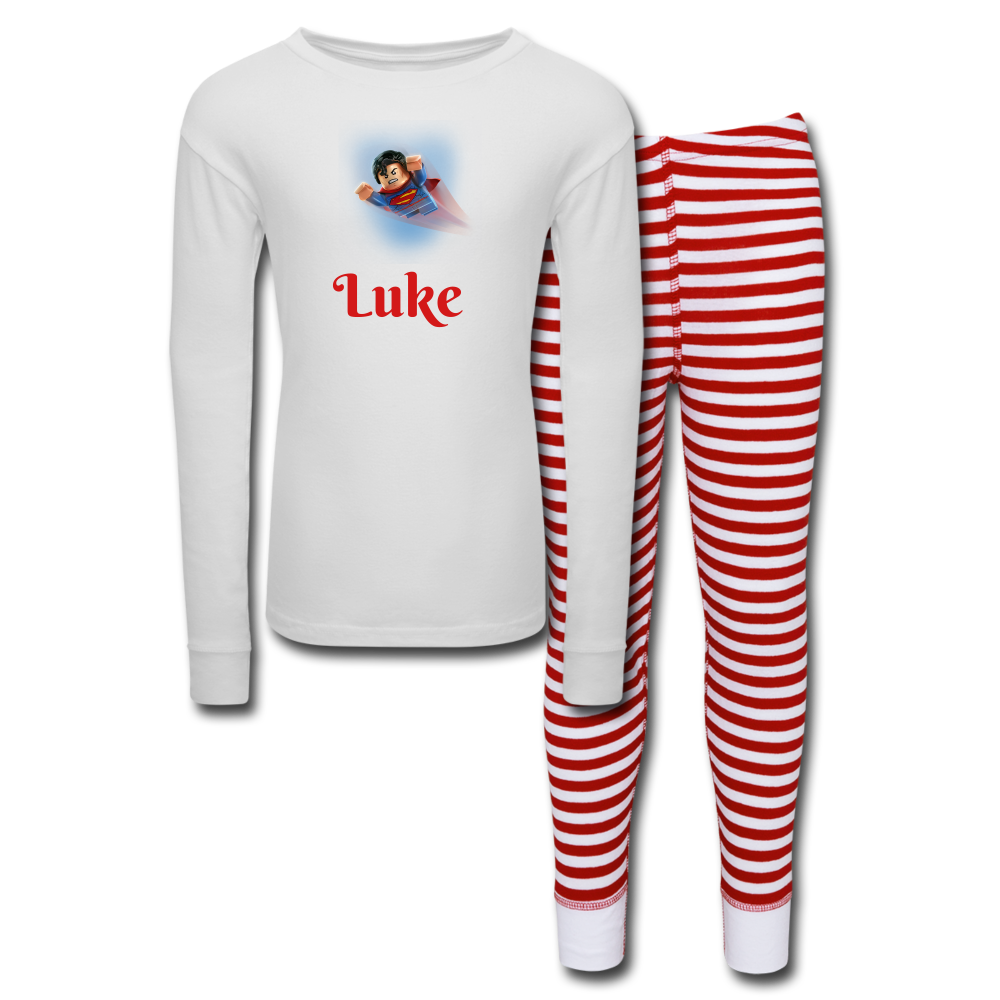 Holiday Kids’ Pajama Set Superman - white/red stripe