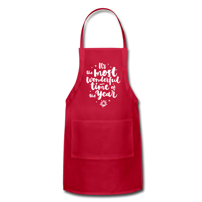 Adjustable Holiday Apron - red